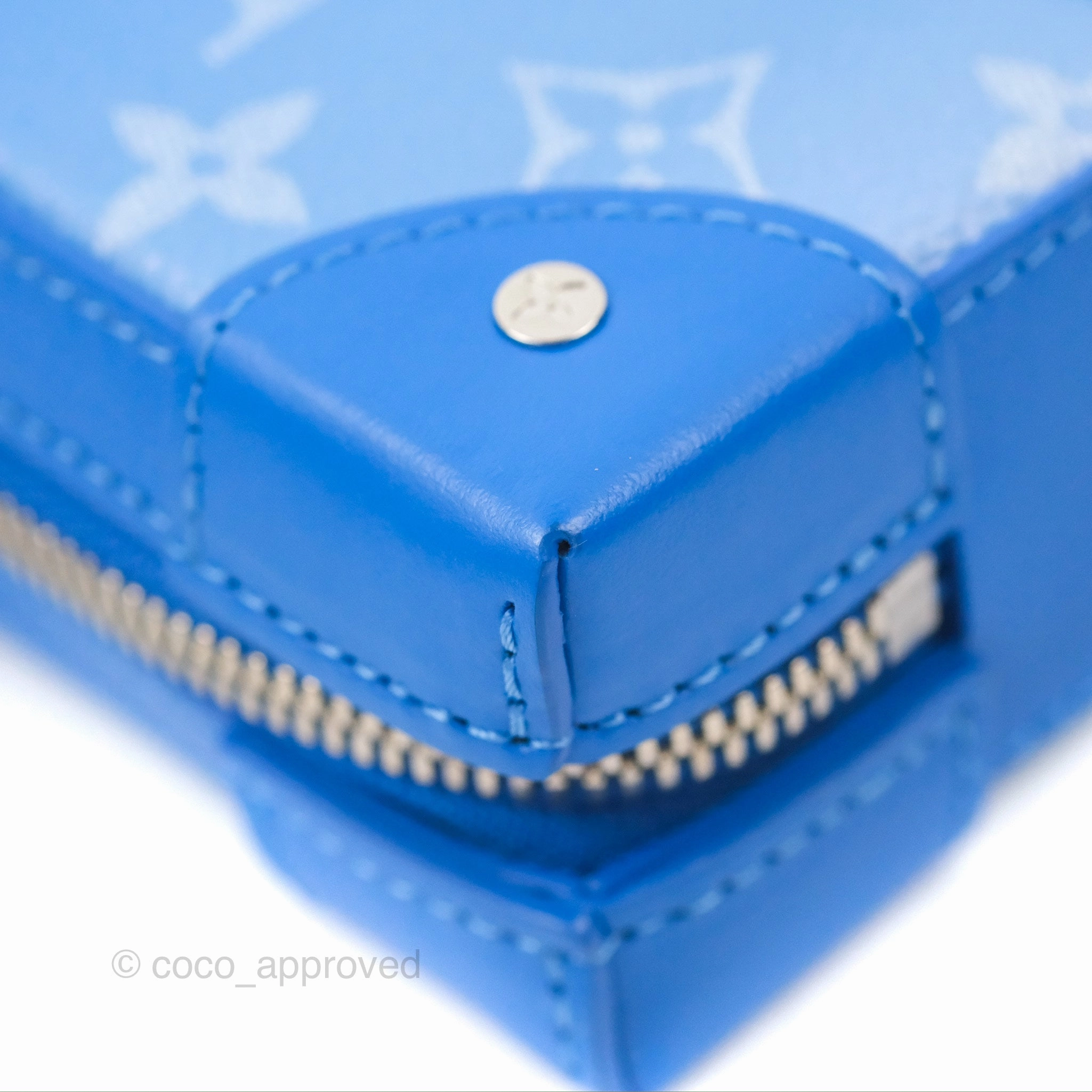 Louis Vuitton Virgil Abloh Blue Monogram Clouds Coated Canvas Soft Trunk Wallet Silver Hardware