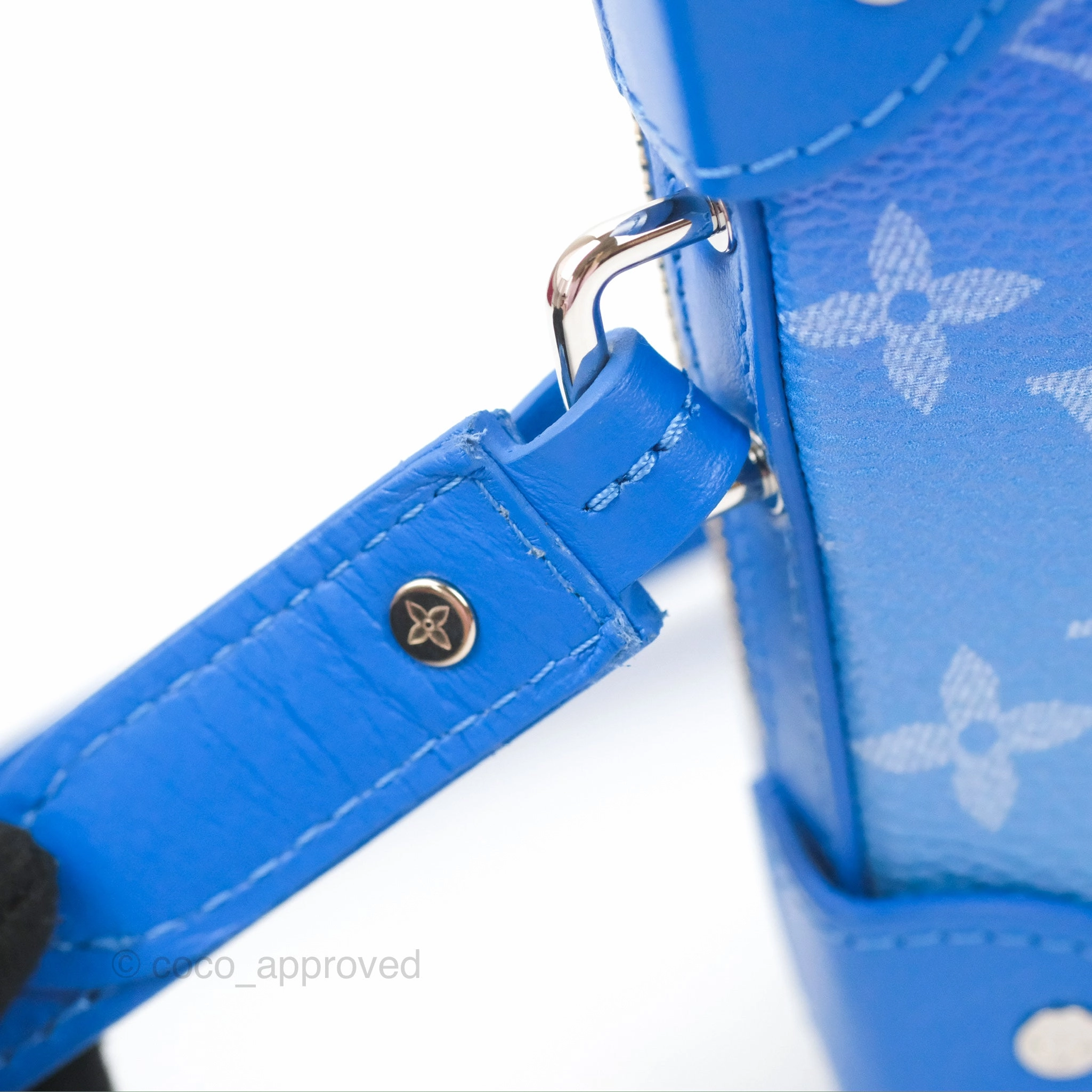 Louis Vuitton Virgil Abloh Blue Monogram Clouds Coated Canvas Soft Trunk Wallet Silver Hardware