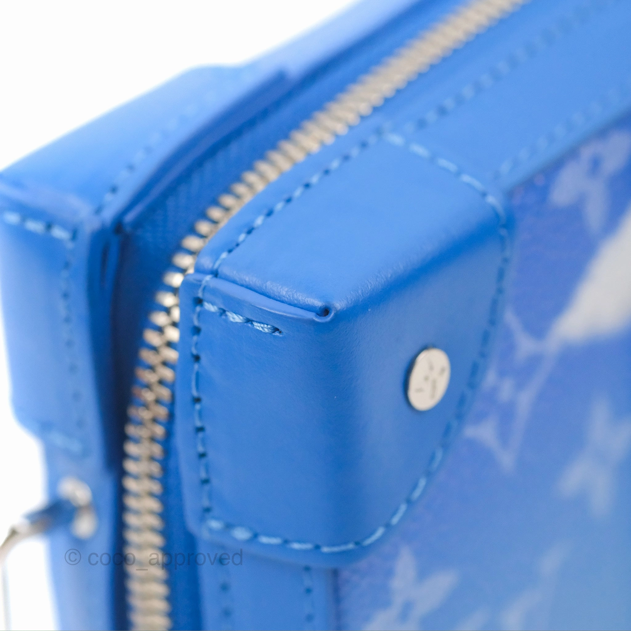 Louis Vuitton Virgil Abloh Blue Monogram Clouds Coated Canvas Soft Trunk Wallet Silver Hardware