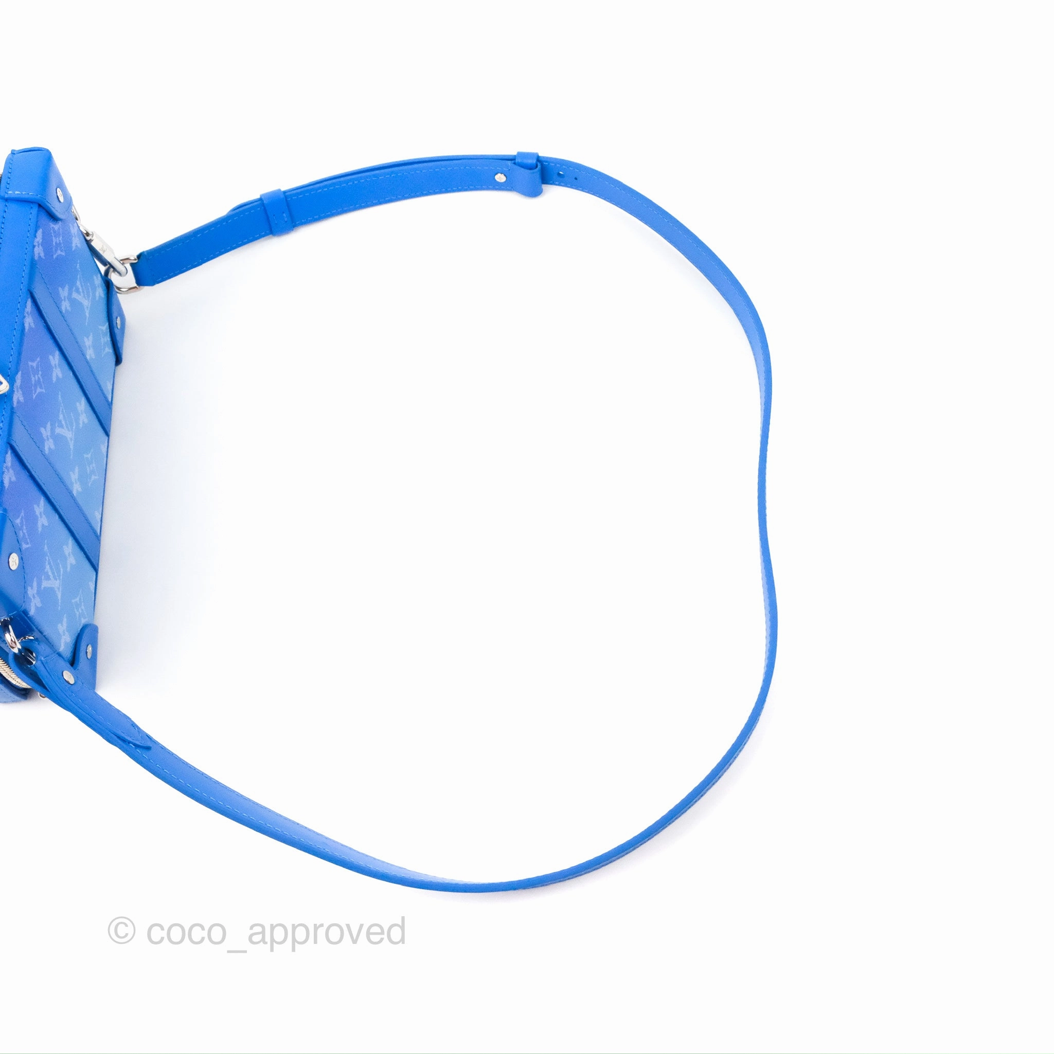 Louis Vuitton Virgil Abloh Blue Monogram Clouds Coated Canvas Soft Trunk Wallet Silver Hardware