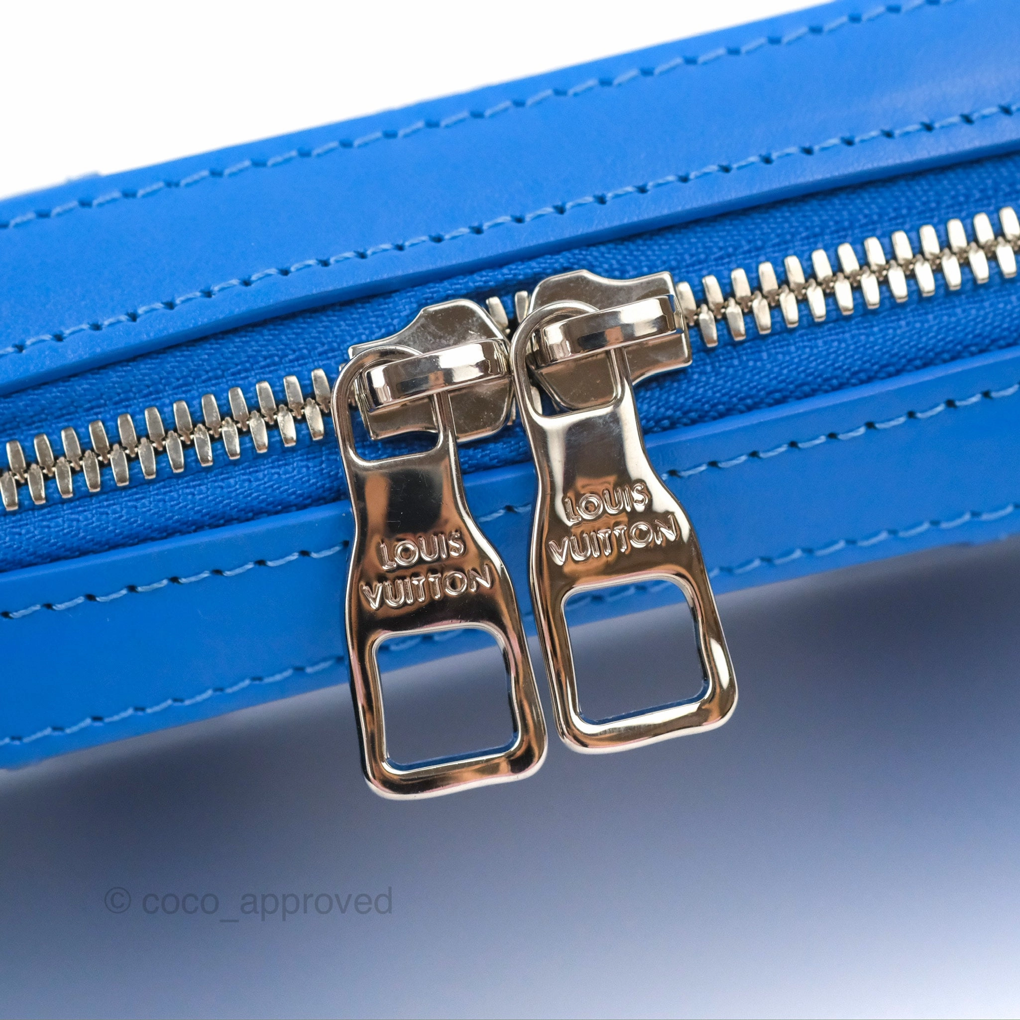 Louis Vuitton Virgil Abloh Blue Monogram Clouds Coated Canvas Soft Trunk Wallet Silver Hardware