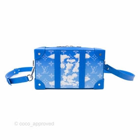 Louis Vuitton Virgil Abloh Blue Monogram Clouds Coated Canvas Soft Trunk Wallet Silver Hardware