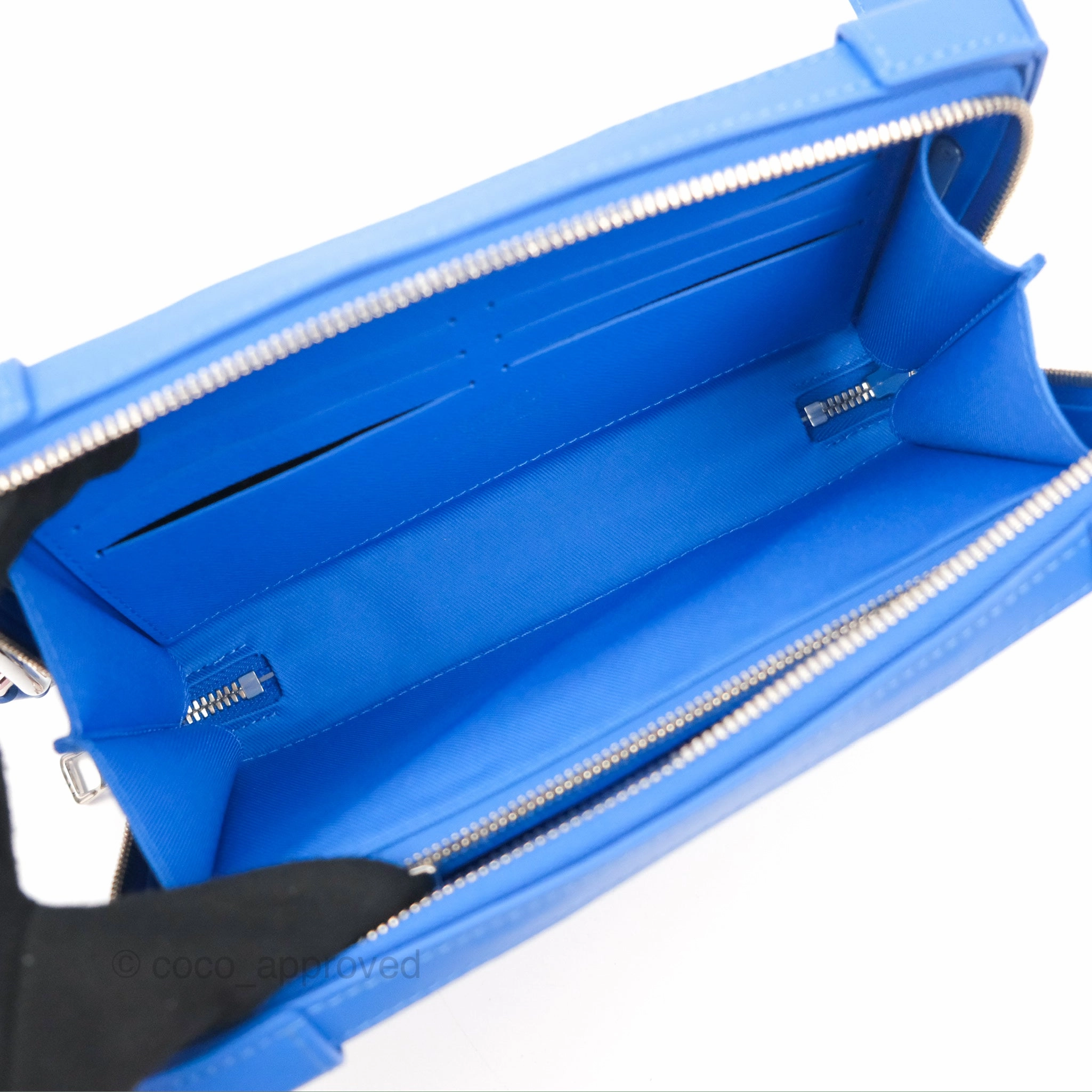 Louis Vuitton Virgil Abloh Blue Monogram Clouds Coated Canvas Soft Trunk Wallet Silver Hardware