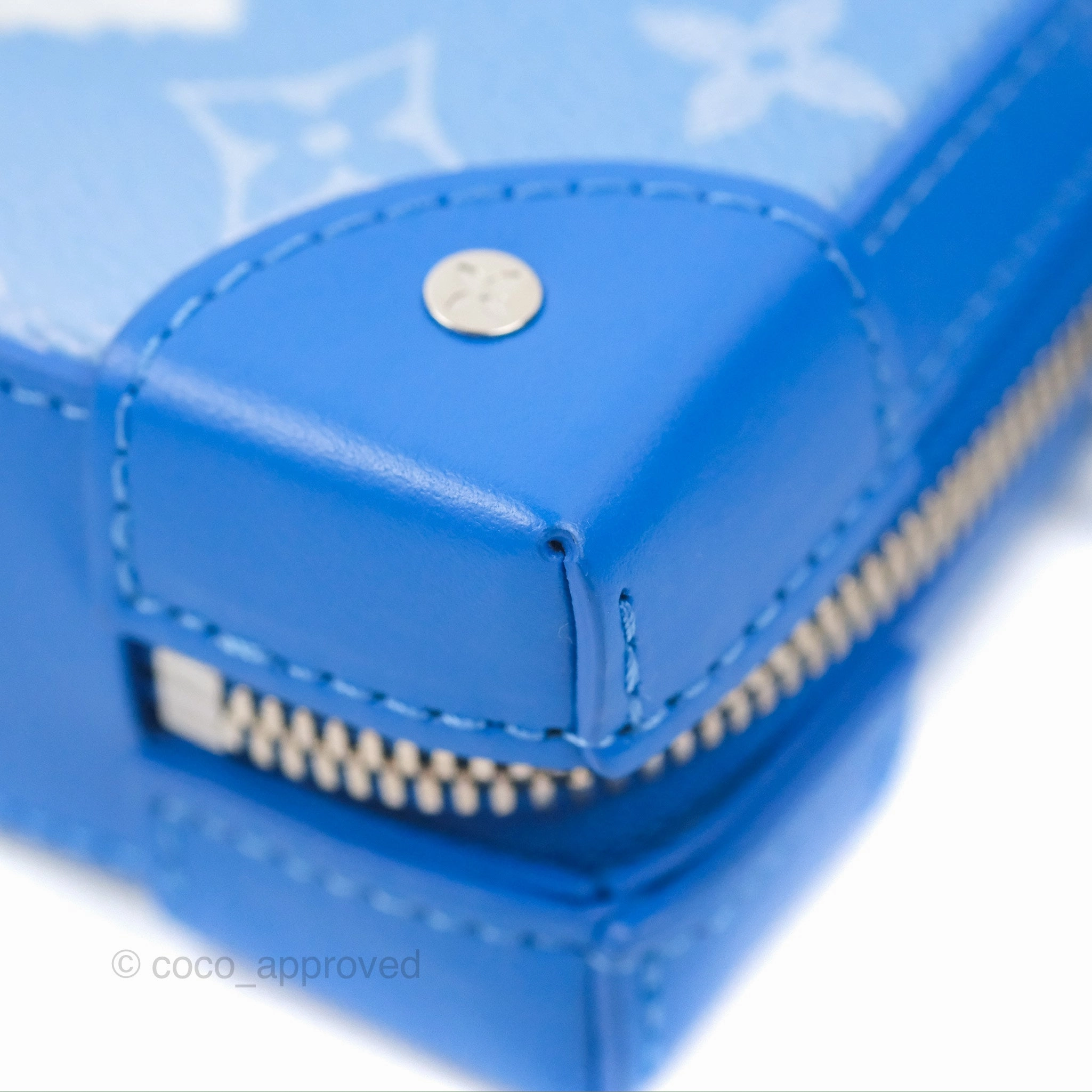 Louis Vuitton Virgil Abloh Blue Monogram Clouds Coated Canvas Soft Trunk Wallet Silver Hardware
