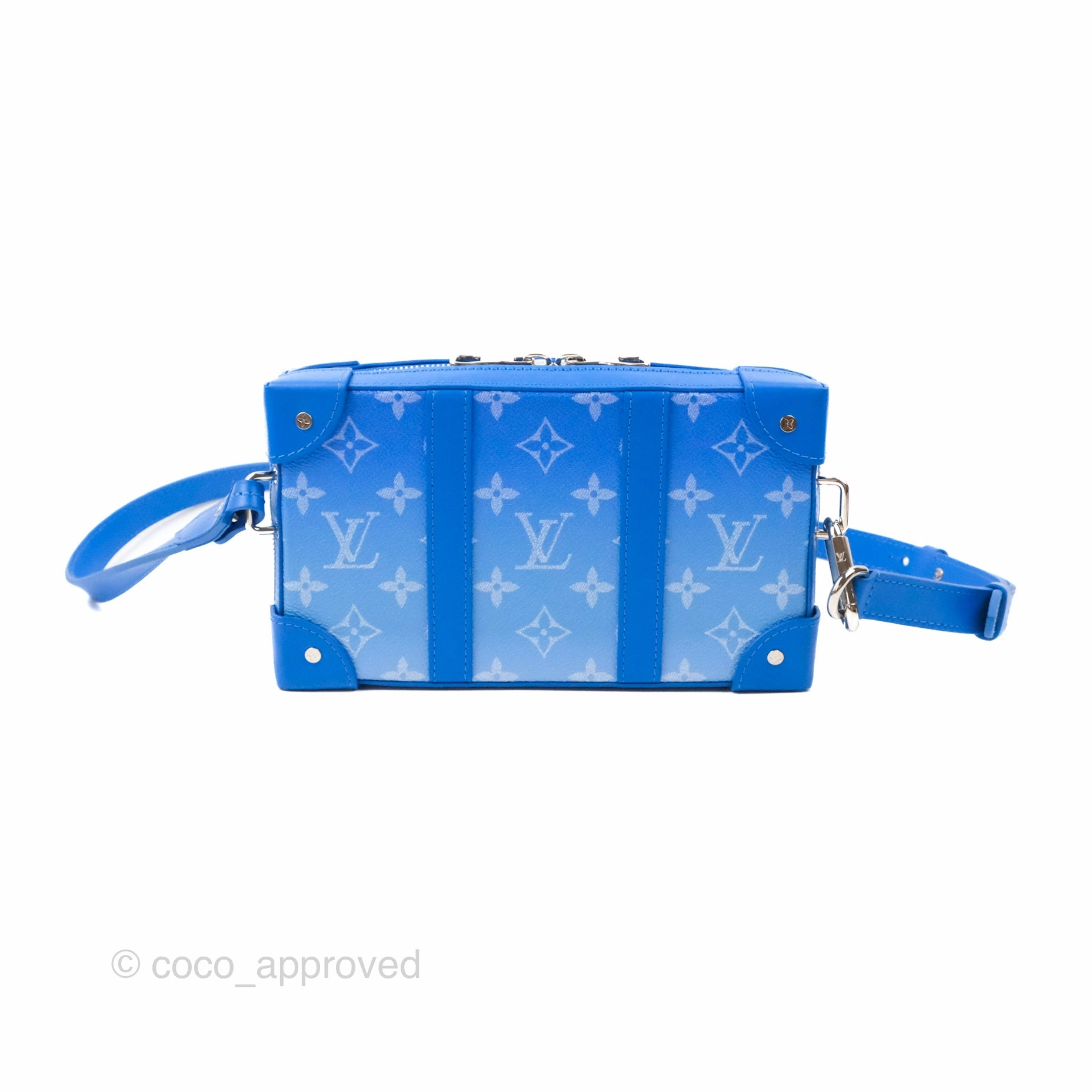 Louis Vuitton Virgil Abloh Blue Monogram Clouds Coated Canvas Soft Trunk Wallet Silver Hardware