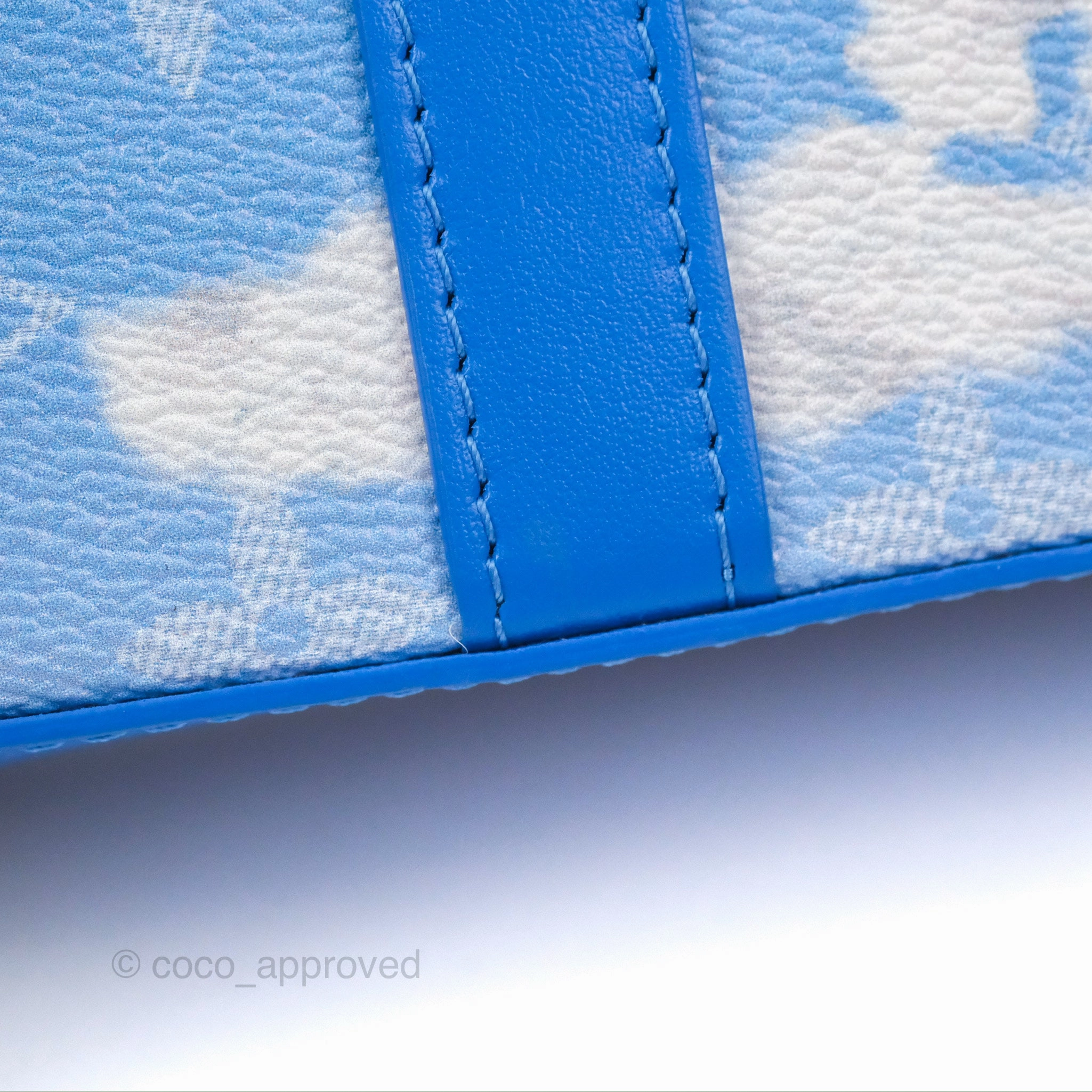 Louis Vuitton Virgil Abloh Blue Monogram Clouds Coated Canvas Soft Trunk Wallet Silver Hardware