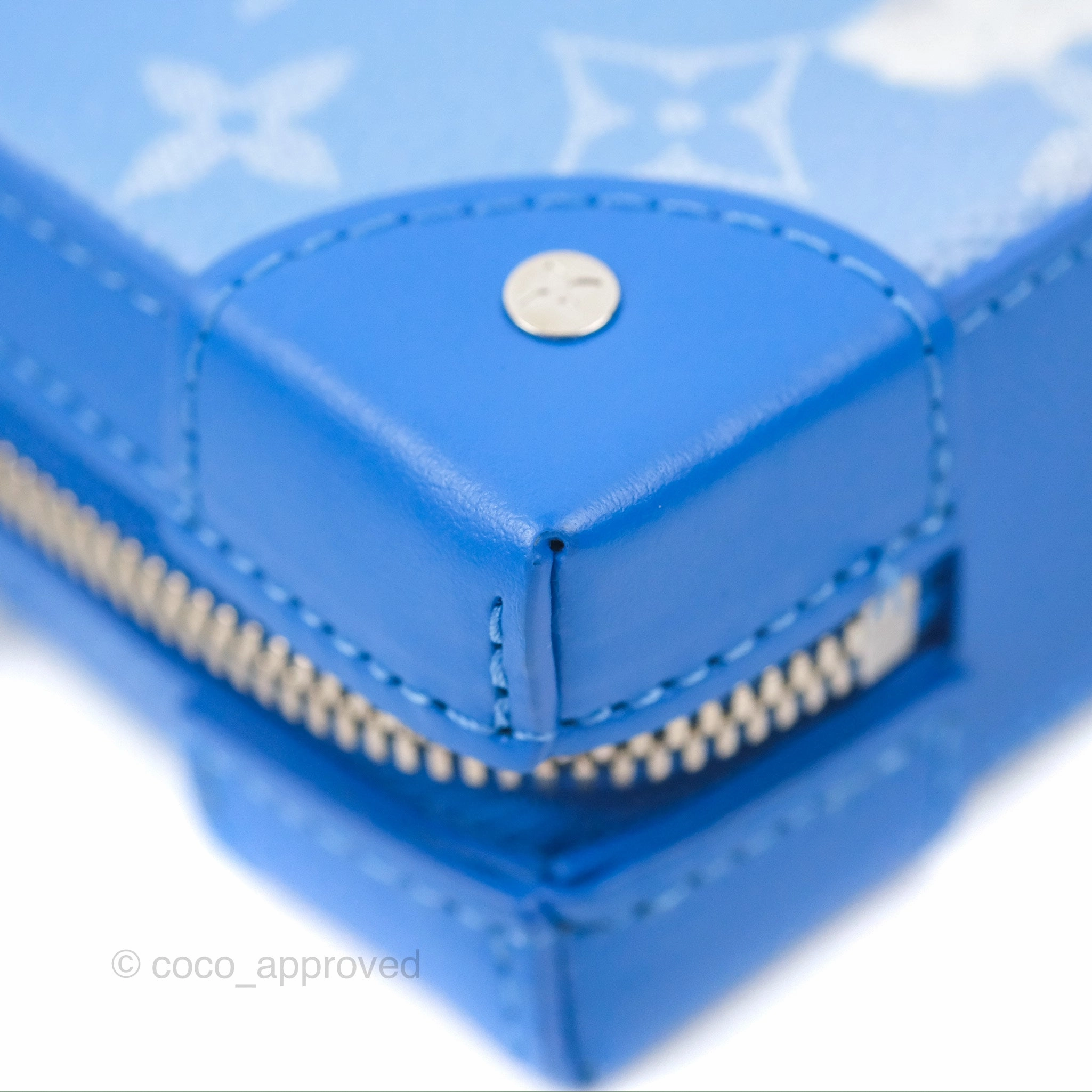 Louis Vuitton Virgil Abloh Blue Monogram Clouds Coated Canvas Soft Trunk Wallet Silver Hardware