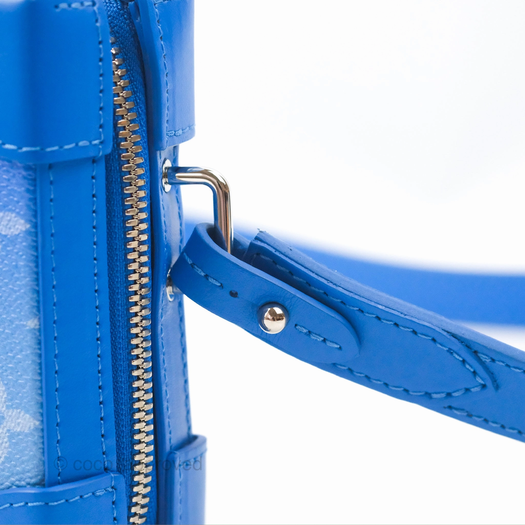 Louis Vuitton Virgil Abloh Blue Monogram Clouds Coated Canvas Soft Trunk Wallet Silver Hardware