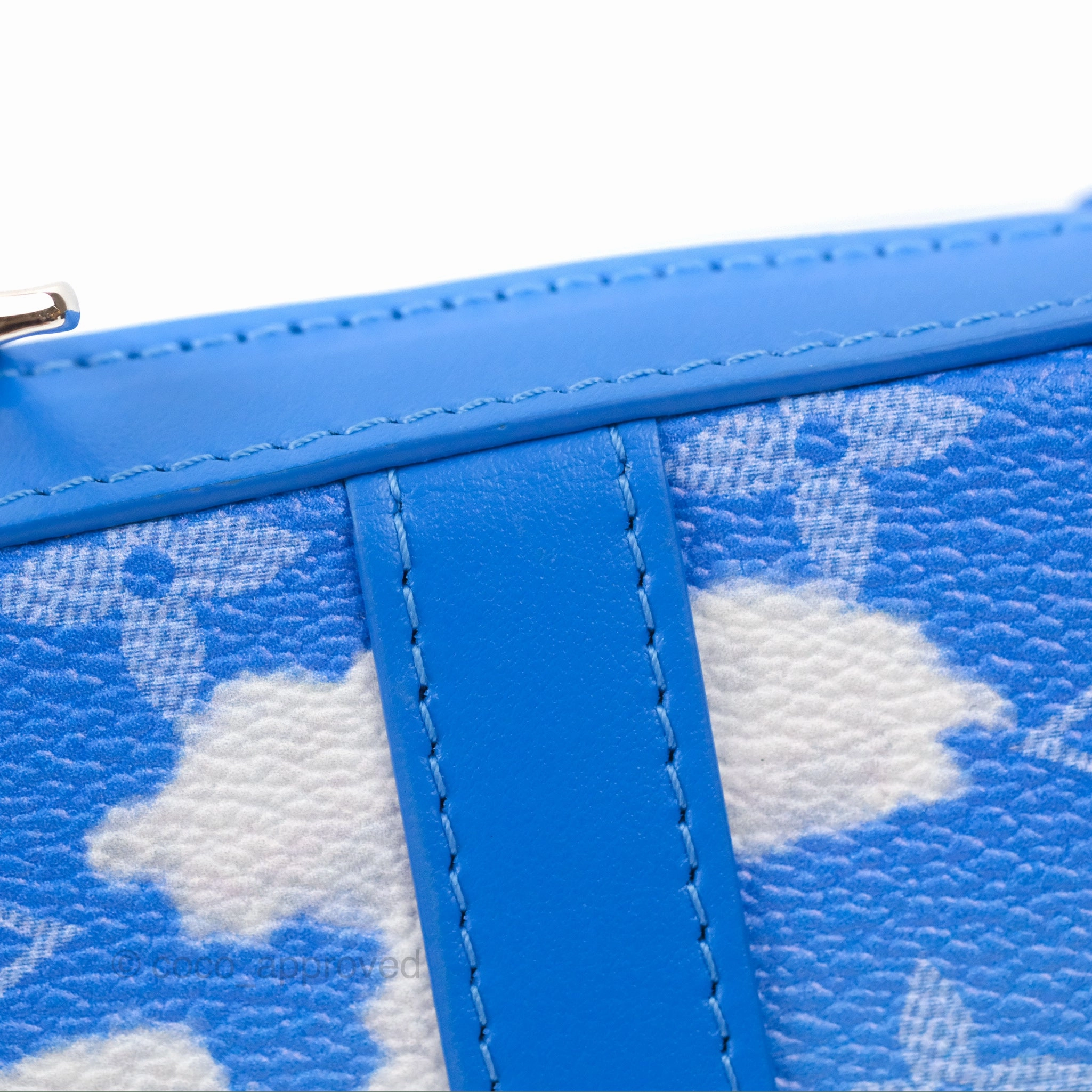 Louis Vuitton Virgil Abloh Blue Monogram Clouds Coated Canvas Soft Trunk Wallet Silver Hardware