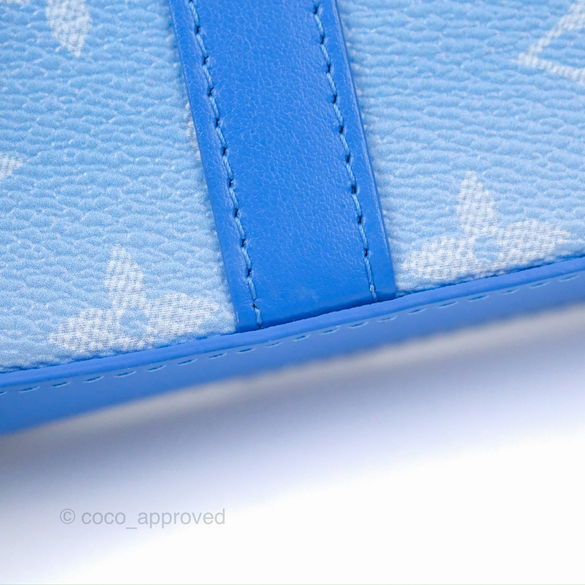 Louis Vuitton Virgil Abloh Blue Monogram Clouds Coated Canvas Soft Trunk Wallet Silver Hardware