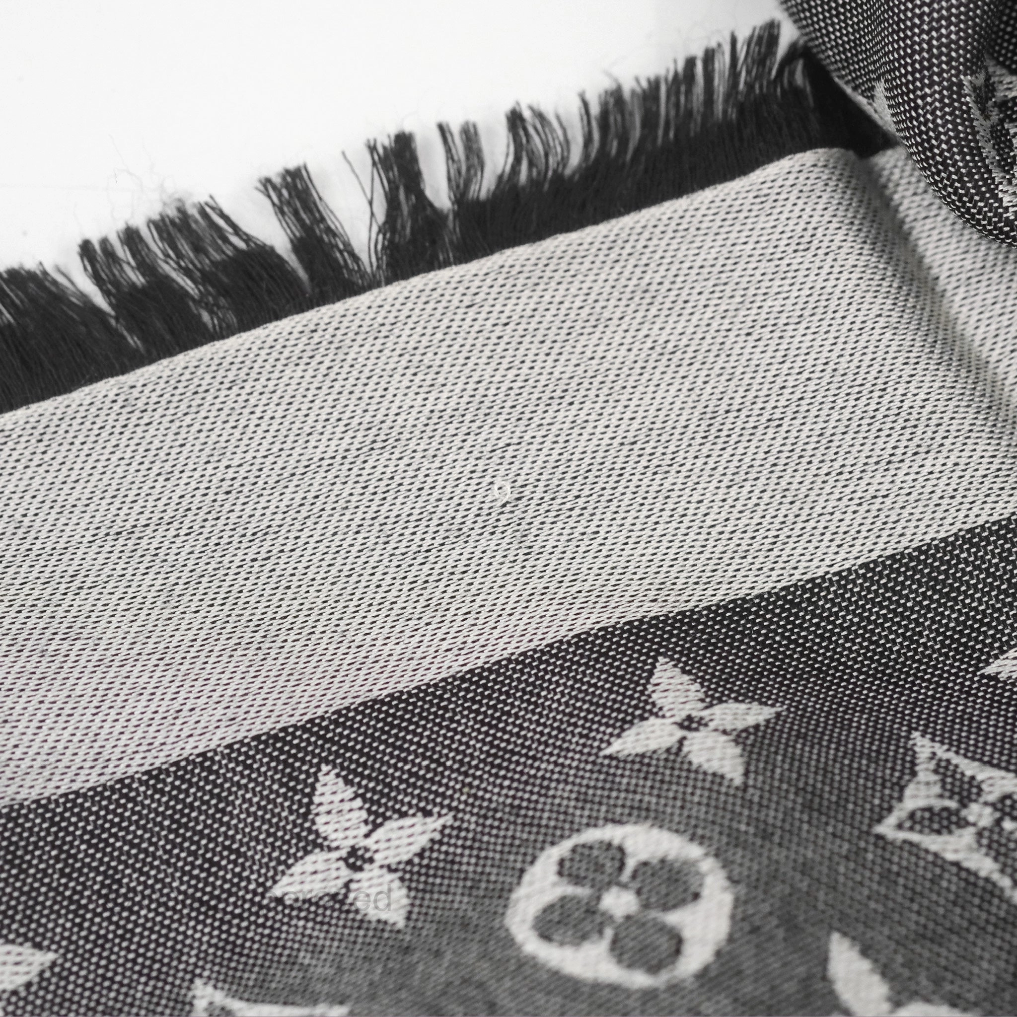 Louis Vuitton Wool Silk Square Scarf Monogram Grey
