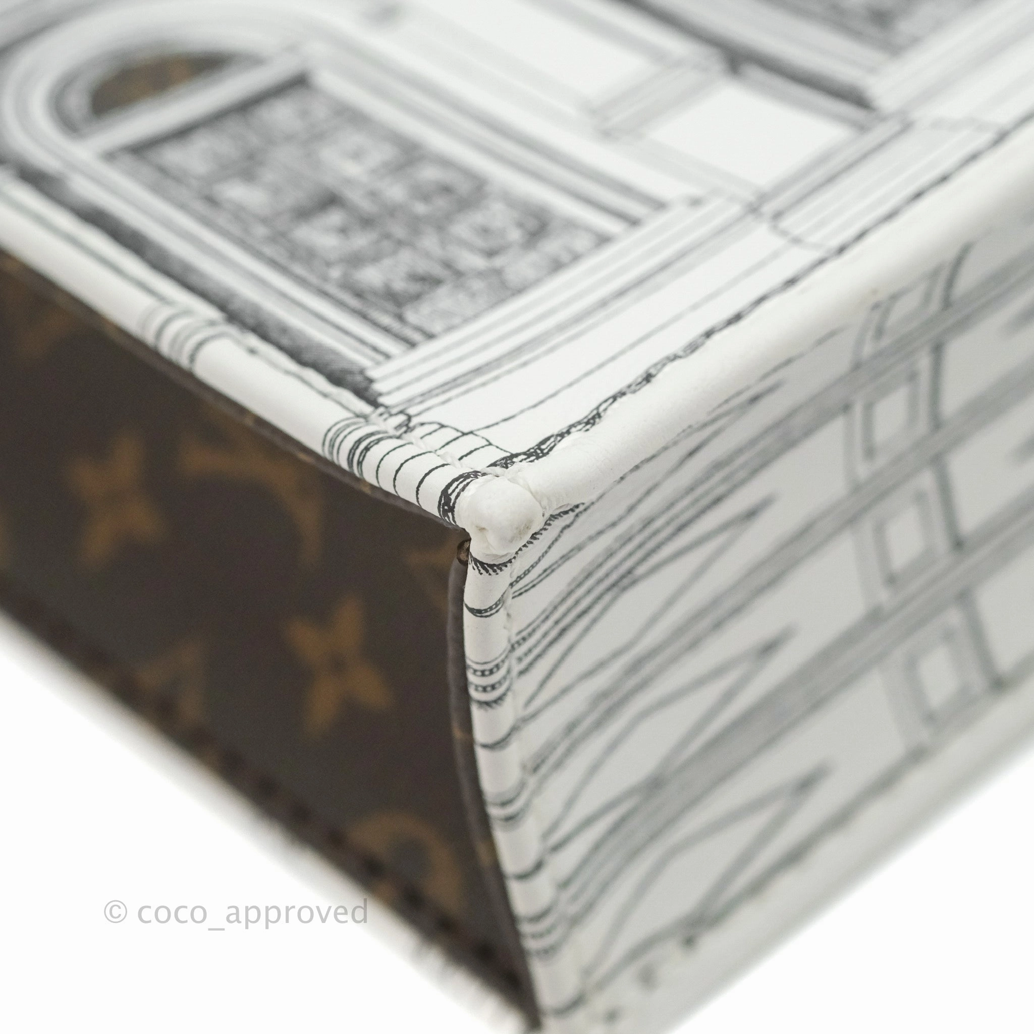 Louis Vuitton X Fornasetti Calfskin Architettura Petit Sac Plat Black White Gold Hardware