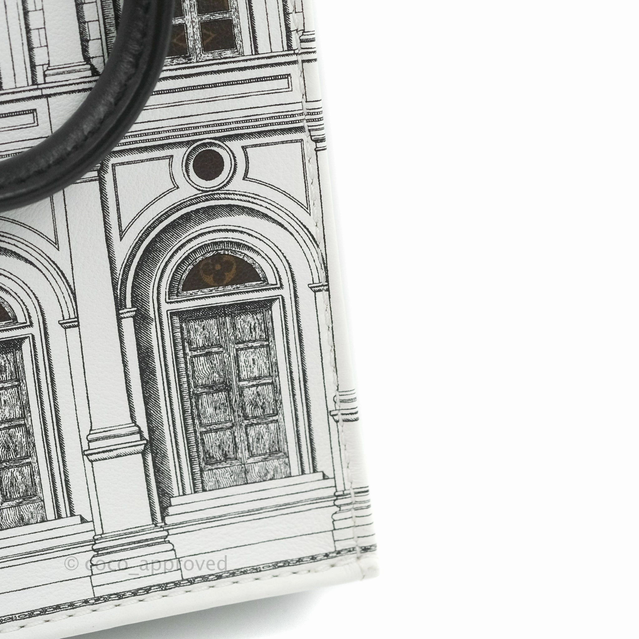 Louis Vuitton X Fornasetti Calfskin Architettura Petit Sac Plat Black White Gold Hardware