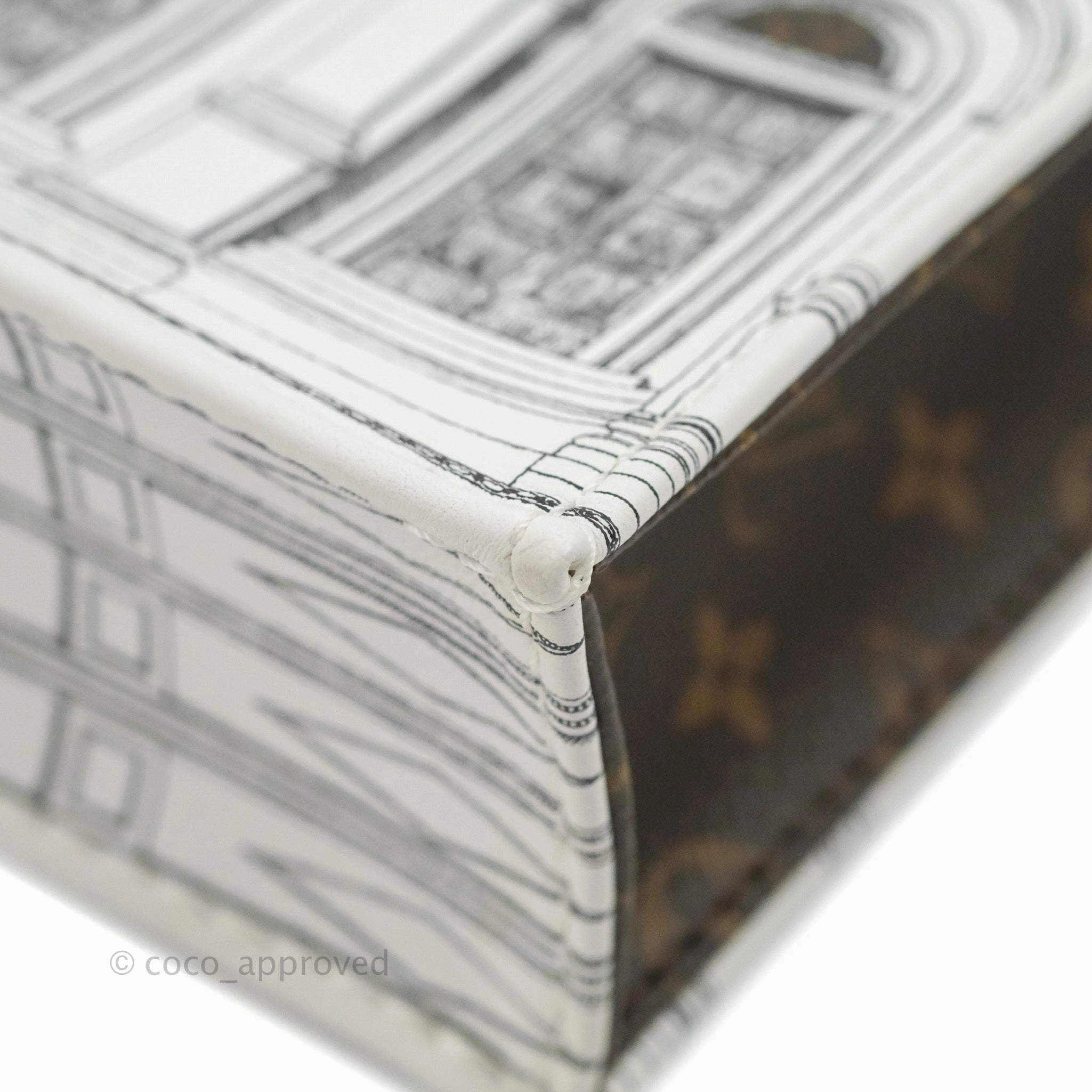 Louis Vuitton X Fornasetti Calfskin Architettura Petit Sac Plat Black White Gold Hardware