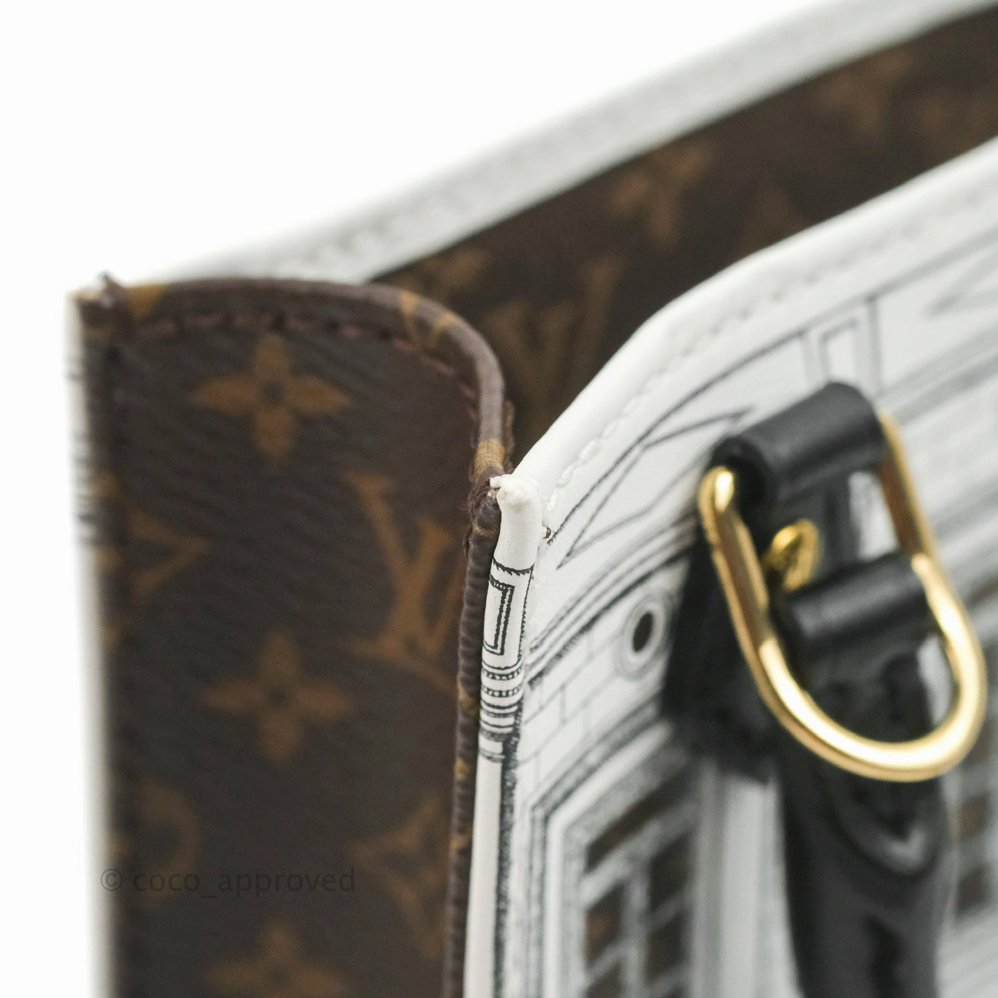 Louis Vuitton X Fornasetti Calfskin Architettura Petit Sac Plat Black White Gold Hardware