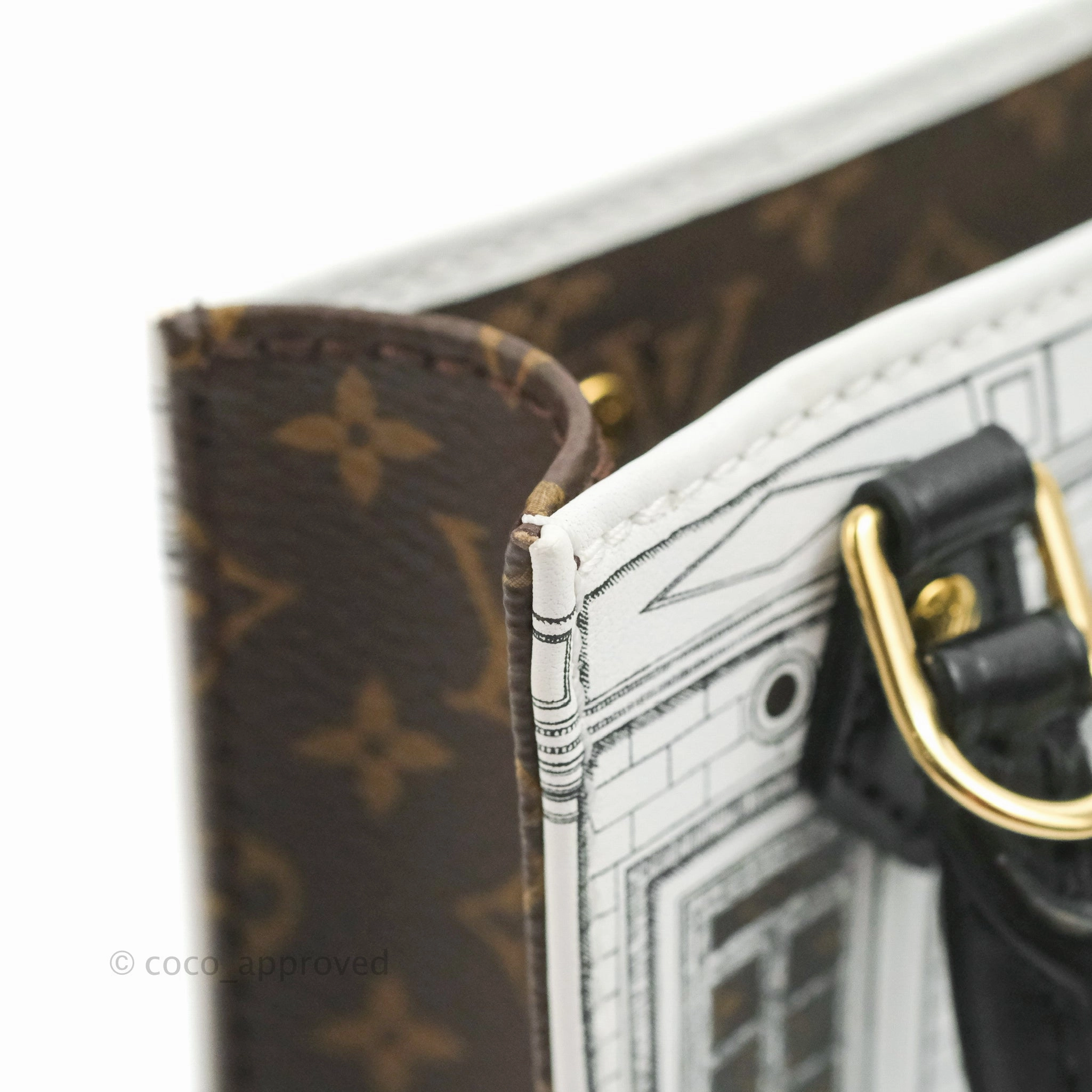 Louis Vuitton X Fornasetti Calfskin Architettura Petit Sac Plat Black White Gold Hardware