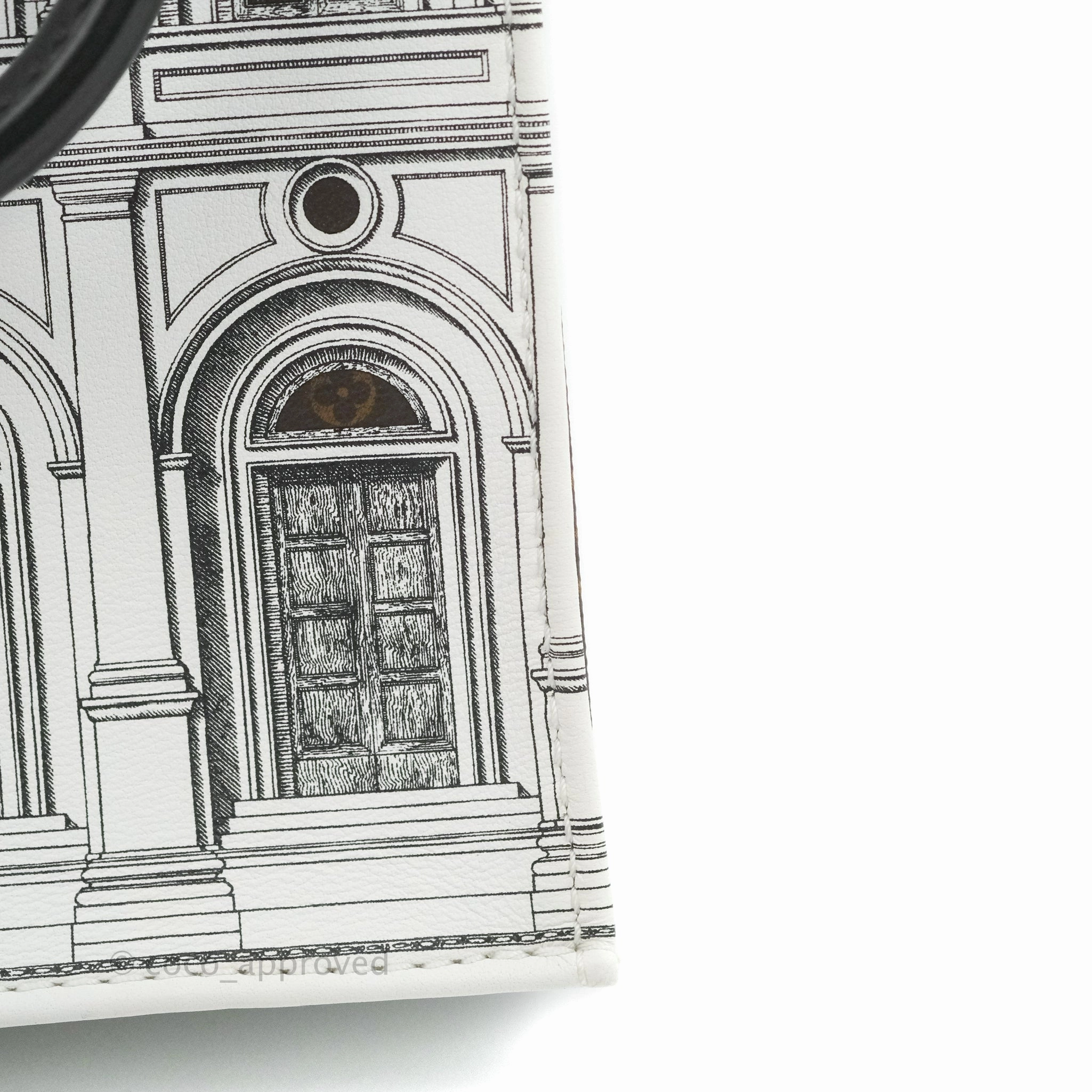 Louis Vuitton X Fornasetti Calfskin Architettura Petit Sac Plat Black White Gold Hardware