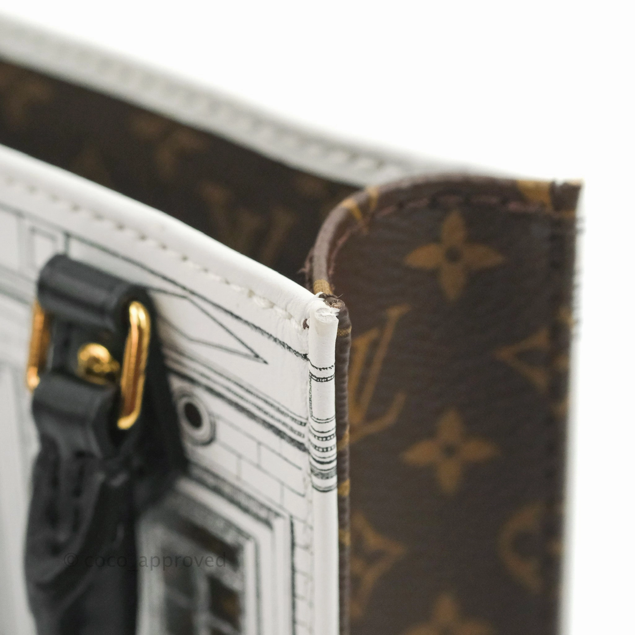 Louis Vuitton X Fornasetti Calfskin Architettura Petit Sac Plat Black White Gold Hardware