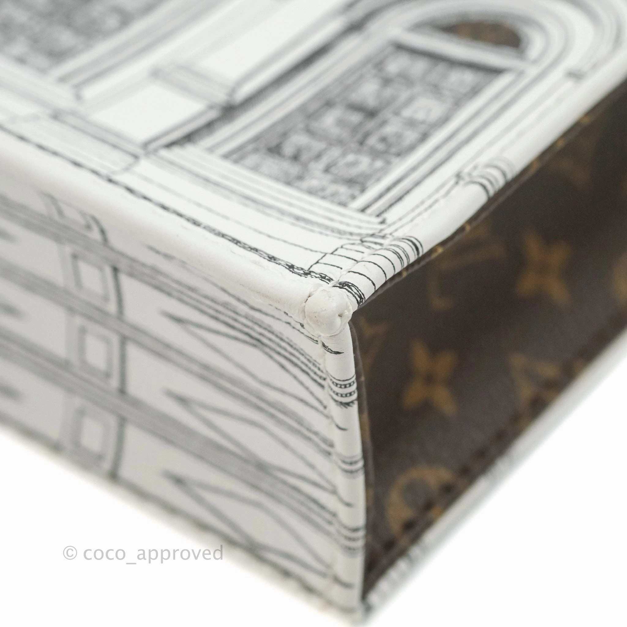 Louis Vuitton X Fornasetti Calfskin Architettura Petit Sac Plat Black White Gold Hardware