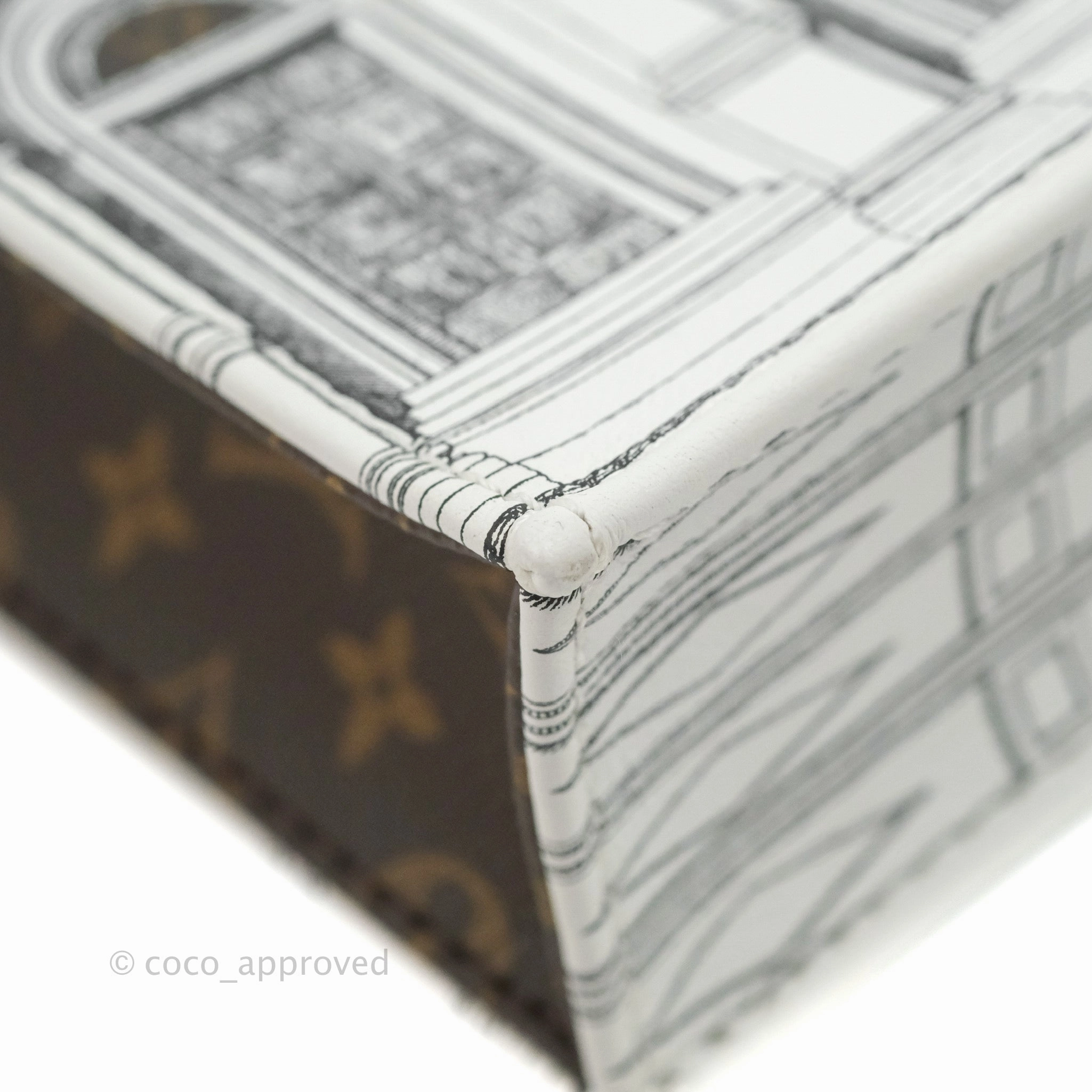 Louis Vuitton X Fornasetti Calfskin Architettura Petit Sac Plat Black White Gold Hardware